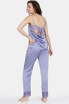 Zivame Paradise Garden Woven Pyjama Set - Chalk Violet — thumbnail 3